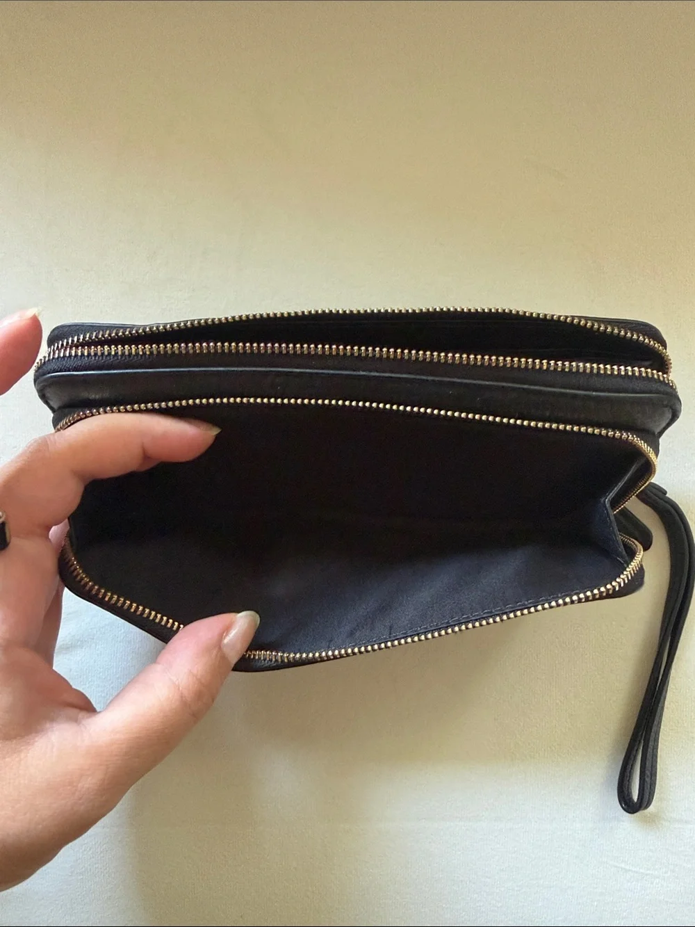 Coach Black Pebbled Leather Wristlet Clutch